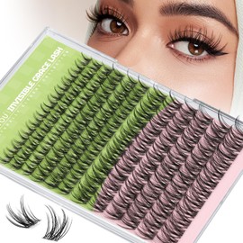 KEYYOU Fairy Angel Lash Clusters Manga Lash Extension D Curl 144Pcs Eyelash Extension Wispy Natural Invisible Band Lash with Waterproof DIY Lash Extension at Home(Angel-D-8-18MIX)