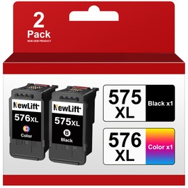 NewLift PG-575XL CL-576XL Printer Cartridges Compatible with Canon PG-575XL CL-576XL 575 XL 576 XL for PIXMA TS3550i TR4755i TS3551i TR4750i (1 Black, 1 Colour)