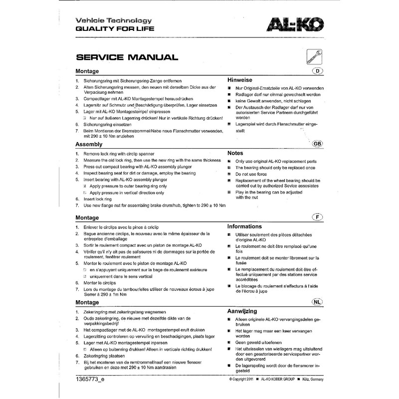 trailer parts4u Original Alko Bearing Wheel Bearing Set, Flange Nut,