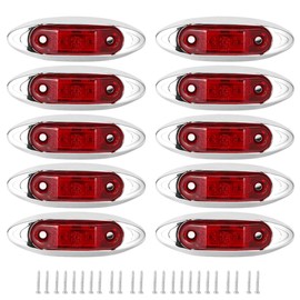 10pcs 3LED Luz de marcador lateral Impermeable a prueba de polvo Lámpara de piraña para camión Remolque Camión (Rojo) Luz de posición lateral Luz de