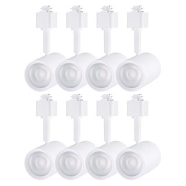 LEONLITE 8-Pack Small Space Series 8.5W LED H Track Lighting Heads, ETL Listed, Dimmable H Track Light Heads for Store Shop Cafe, CRI90, H Track Lighting, 4000K Cool White, Matte White