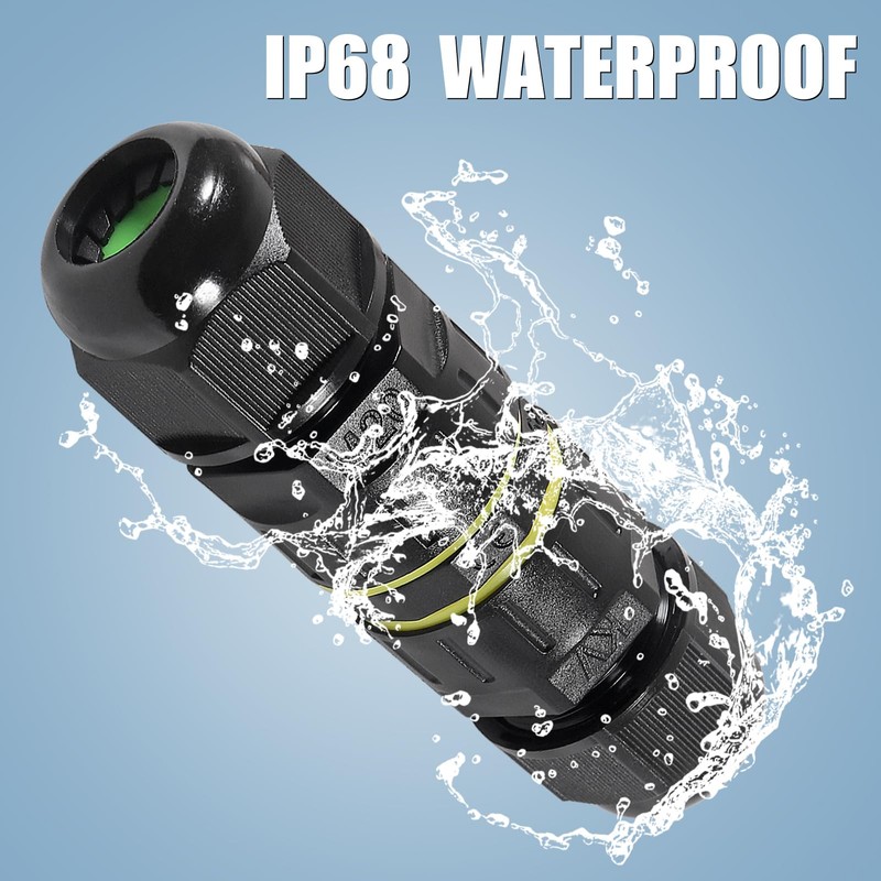 8PCS 3 Pole Wire Connector Waterproof IP68 Outdoor Electrical Junction
