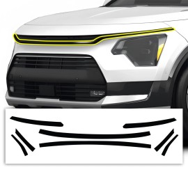 Clearsurface Fits Kia Niro 2023 2024 Front Grille Chrome Delete Decal Blackout Vinyl Trim - Gloss Black