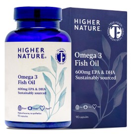 Higher Nature - Omega 3 1000mg Fish Oil Capsules - True Food® Formula - Eye Health & Brain - 180mg EPA - 120mg DHA - 2 x 90 Capsules (Pack of 2)