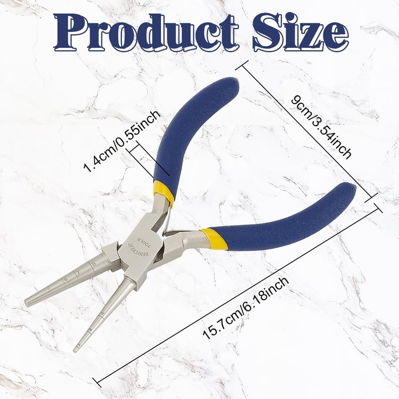 BENECREAT Wire Loop Pliers with Non-Slip Handle, Precision Round Pliers