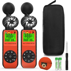 [2 PCS] Wind Speed & Heat Stress WBGT Meter, Digital Handheld Anemometer, Wind Speed Gauges with Temperature Humidity for Outdoor Workers, Iron and Steel Foundries, Drone Flying, HOLDPEAK HP-881W