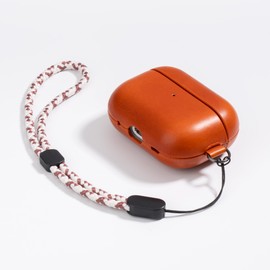 Maogoam Genuine Leather Case for AirPods Pro 2, Sync Button, D Clip Design with Hand Lanyard, Crystal Oil Waxy Leather Case for AirPods Pro 2nd Generation(2022-2024), Elegant Stylee, Orange
