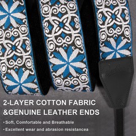 BestSounds Camera Strap, Jacquard Weave 2" Shoulder Neck Straps for All DSLR Cameras Men Women Photographers (Jacquard Blue White)