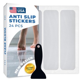 Anti Slip Shower Stickers 24 PCS, Invisible Non-Slip Shower Strips for Adults, Premium Adhesive Bath Tub Stickers (Clear)