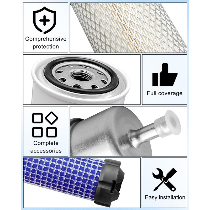 HUQUZN Filter Kit Fit for Kubota BX23S BX1880 BX2360 BX2380