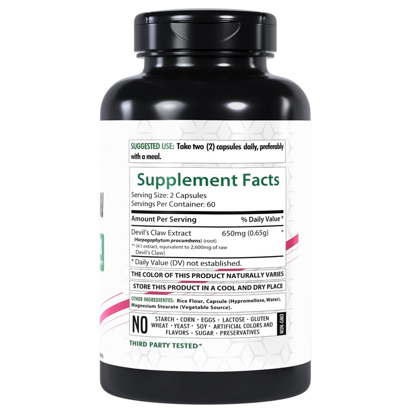 Healthfare Devil's Claw Herbal Supplement, Extract 2600mg | 120 Veg