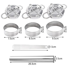 Pamtns Dumpling Maker Set of 10 Stainless Steel Dumpling Maker Set Ravioli Maker Dumpling Cutter Ravioli Cutter with Dumpling Shape Filling Spoon Pasta Maker Mould Set 3 Sizes