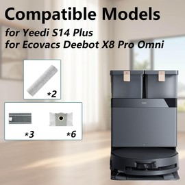 Frexusuent Replacement for Ecovacs Deebot X8 Pro Omni Vacuum Cleaner, 2 Roller Mop, 3 Filters, 6 Dust Bags,S14 Plus Replacement, X8 Pro Omni Accessories Kit