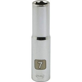 Tools 1/4" Drive 6 Point Metric, 7mm Deep Length, Chrome Finish Socket, Mfr: D003207-A