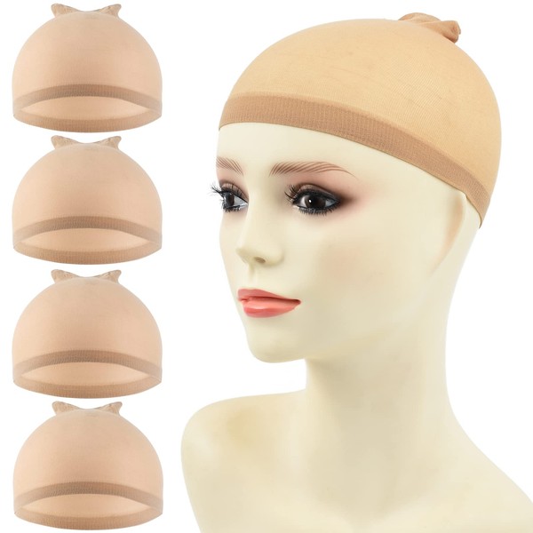 Yamel Stocking Wig Caps Nude 4 pieces Stretchy Nylon Wig Caps for Women