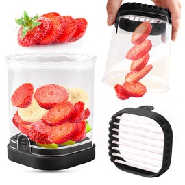 Creative Strawberry & Fruit Slicer - Detachable Cutter with Push Plate (Black)