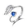 Birthstone Wing Rings Sterling Silver Adjustable Feather Heart Month Stone