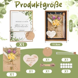 Möchtest Du Meine Patentante Werden Patentante Questions Gift Set Real Dried Flower Bouquet, Heart-Shaped Wooden Sign, Transparent Test Tubes, Christening Godfather Questions, Gift Box (Patentante