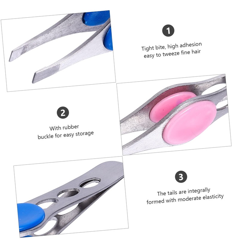 WOONEKY 4pcs Stainless Steel Eyebrow Tweezers Assorted Eyebrow Clips Clamps