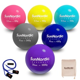 SunNordic 6/9 Pack Plyometric Weighted Baseball Set (3.5-16/35/53/70 oz) - Variable Weight Plyo Baseballs for Improved Power & Pitching Training - for All Skill Levels