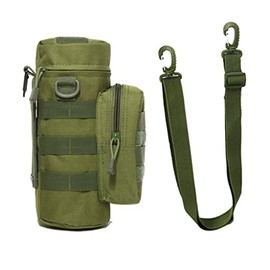 Jipemtra Tactical Military MOLLE Water Bottle Pouch H2O Hydration Carrier Holder Military MOLLE Tactical Travel Carry Bag Case for Outdoor Activities Running Cycling Camping (Green)