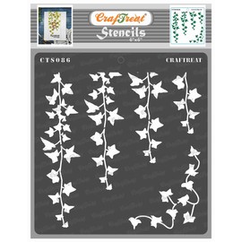 CrafTreat Reusable Ivy Stencils for Painting on Wood, Canvas, Paper, Fabric, Floor, Wall and Tile - Hanging Ivy - 6x6 Inch - DIY Art and Craft Stencils - Leaf and Nature Designs