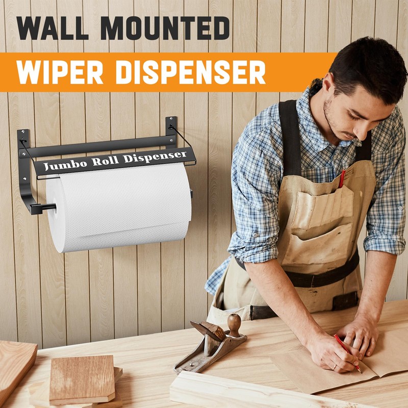 Hazztoll Wall Mounted Wiper Dispenser, Jumbo Paper Towel Dispenser, 17.0"x8.5"x7.5"