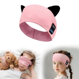 Joythink Kids Bluetooth Headband Headphones Sleep Mask Wireless Earphones Built in Thin Speaker Adjustable Sports Headset Sleep Headband for Girls Boys Toddler Children Baby Travel Study Pink
