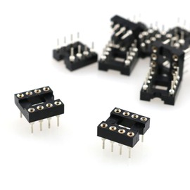 IC Socket TAODAN 10pcs 2.54 mm Pitch 8 Pins Round Hole Soldering DIP IC Socket Adaptor, Black