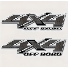 Pair Set 13 inch 4 x 4 4x4 Off Road Decal Stickers Replacement for Universal car Window Door Truck (Silver Black)
