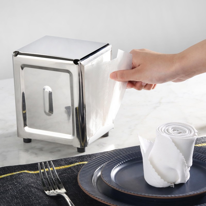 New Star Foodservice 24043 Stainless Steel Short Napkin Dispenser, 3.875