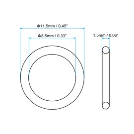PATIKIL Nitrile Rubber O-Rings 11.5 mm AD 8.5 mm ID 1.5 mm Width Metric Seal for Tap Plumbing Car Repair Black Pack of 50