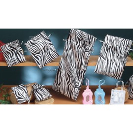 rackcrafts.com Party Favor Satin Gift Draw String Tote Bag Pouch Zebra Stripe Party Wedding Baby Shower (6"x14.5")