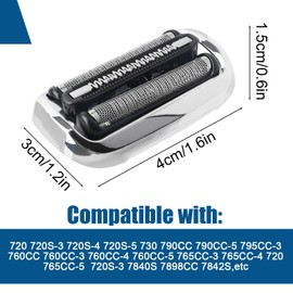 Series 7 Shaver Head 73S Replacement Shaver Head Compatible with Series 7 Men Shaver Replacement for Series 7 7020s, 7025s, 7085cc, 7027cs, 7071cc, 7075cc (73S Silver)