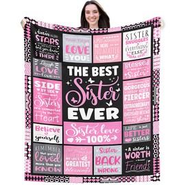 Sister Gifts Blanket -320GSM Soft Blankets, Sister Birthday Gifts Ideas for Sisters Women Girls, Comfy Lightweight Flannel Throw Blanket for Graduation Bed Sofa, 60x50 Inches