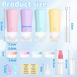 Txeouse Reiseflaschen,Silikon Reiseflaschen,16 Stück Tragbare Reisebehälter Set,BPA-frei,Auslaufsicher Nachfüllbar,Geeignet für Reisen,Camping,[TSA-Zugelassene] (Mehrfarbig)