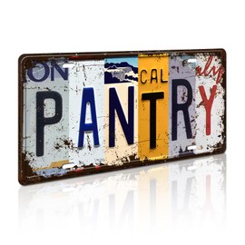 Retro Vintage License Plate Wall Decor, Pantry Metal Tin Sign for Home Kitchen Restaurant Coffee Shop Store Modern Farmhouse Wall Decor Housewarming Gift, 12x6 Inch