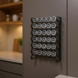 Wall Mounted 6 Tier Spice Rack Organizer 72 Glass Jars Kitchen Cabinet Seasoning Storage SolutionStyle: 6 Tier-72 Empty Glass Jars