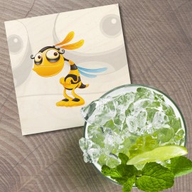 Unbranded Funny Bee Animal 4'' X 4'' Square Wooden Coaster