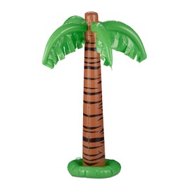 Relaxdays Inflatable Palm Tree, Cool Pool Decoration, Decorative Palm Tree for Inflating, Summer Party Decoration, 80 cm High, Green/Brown, Pack of 1