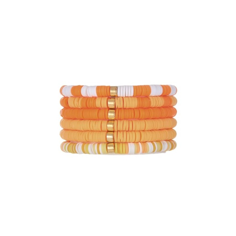 SCRDPRAD Macaron Multi-layer 6Pcs Bohemia Bracelet for Women Heishi Clay