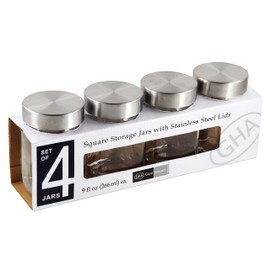 Grant Howard 51035 Square Storage Jars, 9 oz., Set of 4 per Gift Box