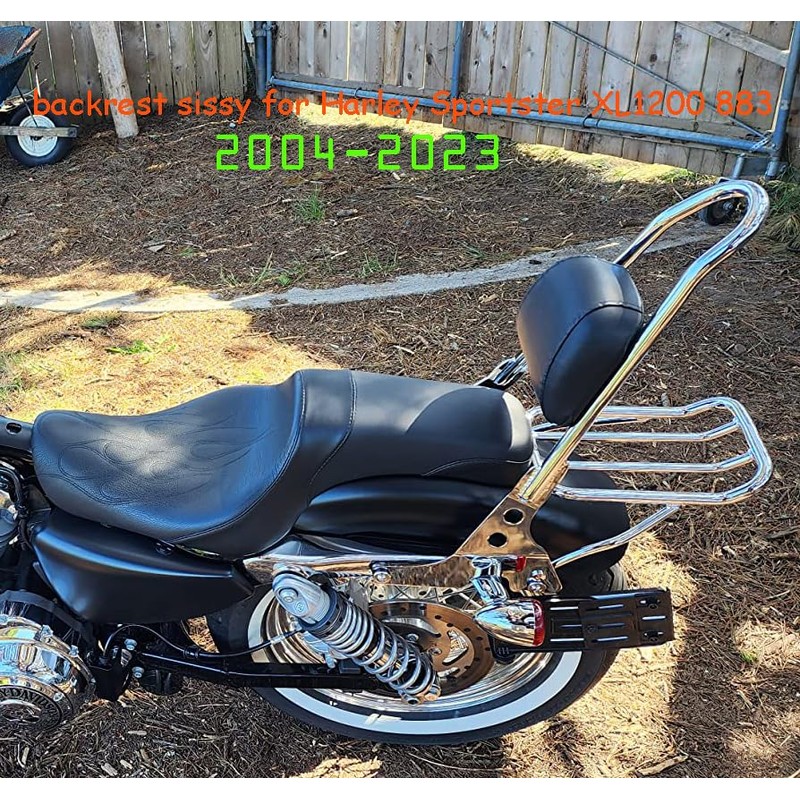 YHMOTO Detachables Sissy Bar Cushion Passenger Backrest W/Pad and Docking