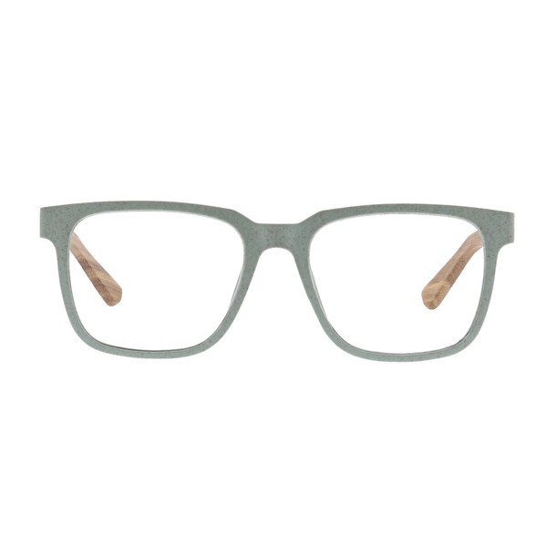 Peepers by PeeperSpecs Women's Homespun Square Blue Light Blocking Reading Glasses, Mint/Wood, 50.8 + 0