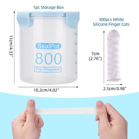 BAMTTOO Disposable Latex Finger Cots Anti Static Rubber Fingertips Protective Finger cots for Electronic Repair Handmade Apply Tattoo Supply Eyebrow Accessories (300pcs Finger Cots+1pc Storage Box)