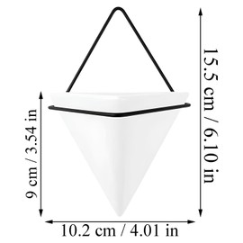 2 x Hanging Flower Pot, Flower Pot, Wall Decoration, Wall Vase Ceramic White, Wall Planter with Three Corners, Hanging Planters Made of Ceramic, Triangular Wall Planter, Geometric Wall Planters