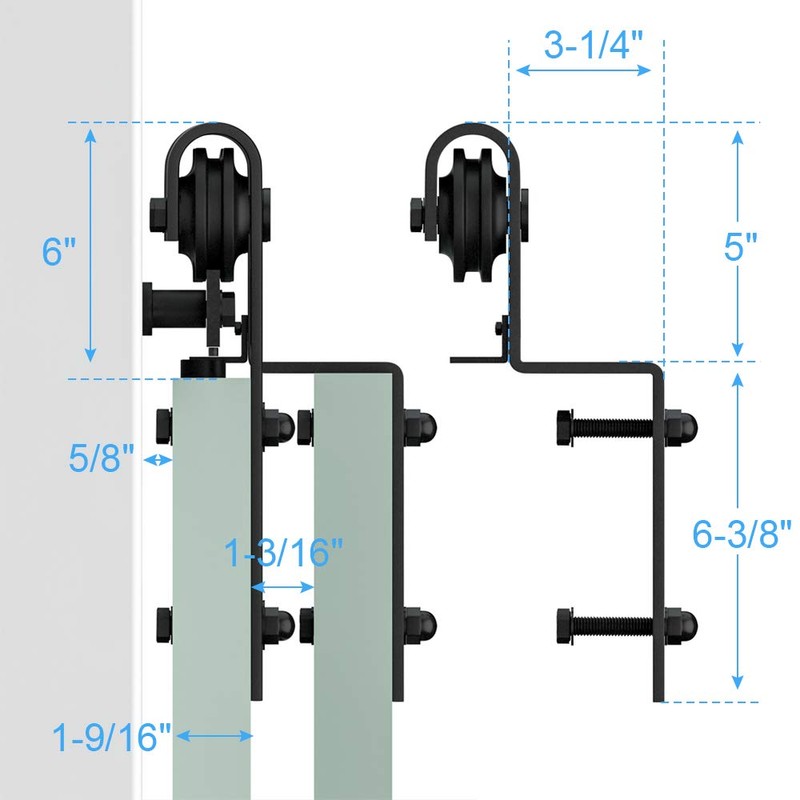 ZEKOO Sliding Barn Door Single Track Bypass Hardware Black Steel