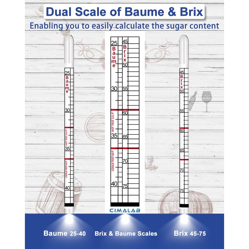 Cimalab Maple Syrup Hydrometer, Accurate Hydrometer for Maple Syrup Making,