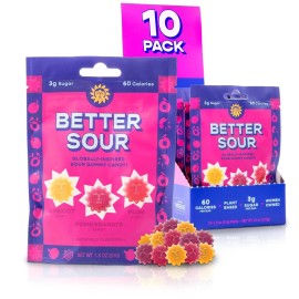 Better Sour Candy Gummy Stars Pomegranate Apricot 1.8 oz (Pack of 10)