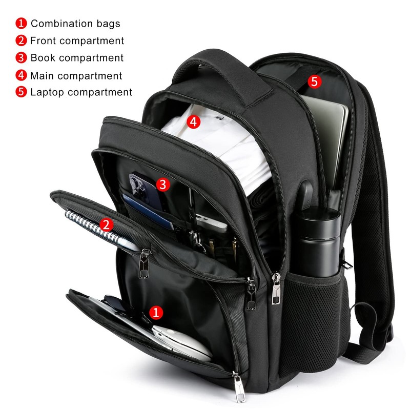 RJEU School Backpack for Teen Boys,15.6 Inch Anti Theft Laptop
